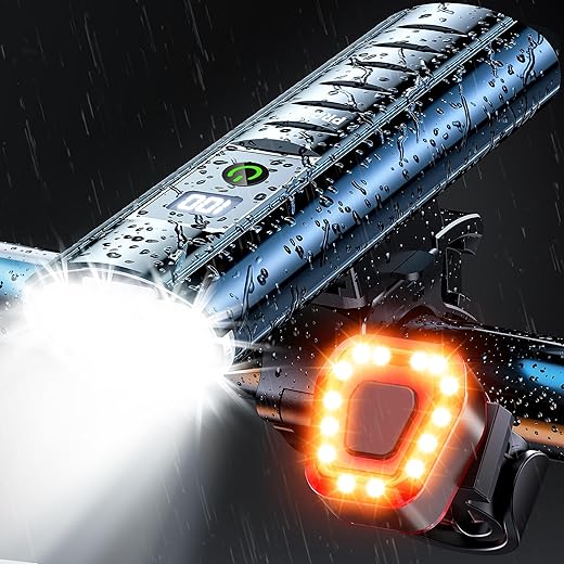 Prasky Bike Light Set, Rechargeable LED Headlight