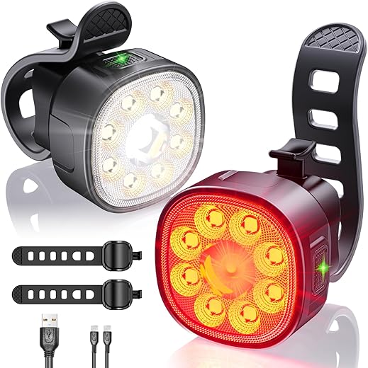 VICTAGEN Bike Lights Kit 9LED Headlights Waterproof