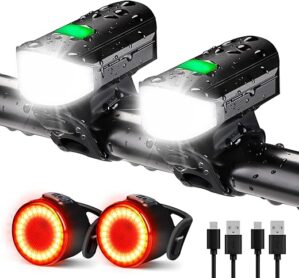 Favorbrite Bike Lights Set 1500LM USB Rechargeable