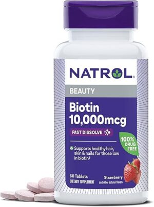 Natrol Biotin 10000mcg Dietary Supplement Tablets