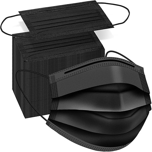 SRHMX Black 3 Layer Disposable Face Masks