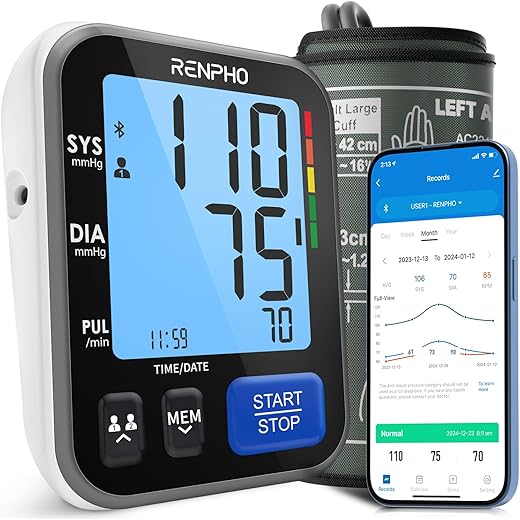 RENPHO Blood Pressure Monitor With Bluetooth Cuff