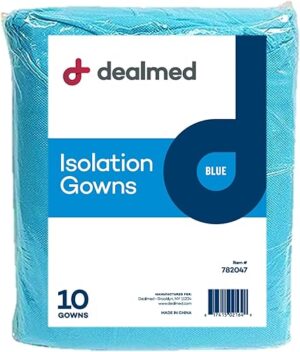 Dealmed Blue Disposable Medical Isolation Gown (Pack of 10)