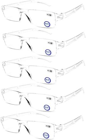 AQWANO Blue Light Blocking Rimless Readers, 5 Pack