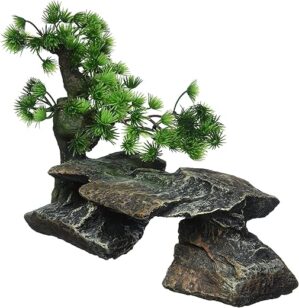 Penn-Plax Bonsai Tree On Rocks Aquarium Decoration