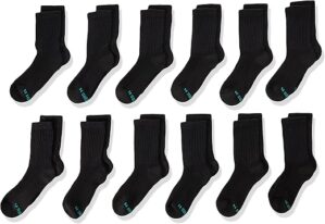 Hanes Boys’ Double Tough Crew Socks, 12-Pack