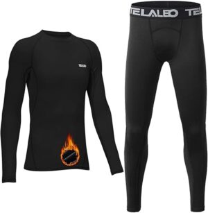 TELALEO Boys’ Girls’ Thermal Compression Shirt Set