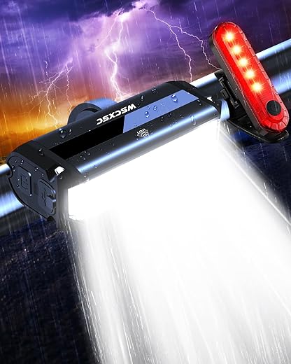 WSCXSC Bright Bike Light, 9000 Lumen, USB Rechargeable
