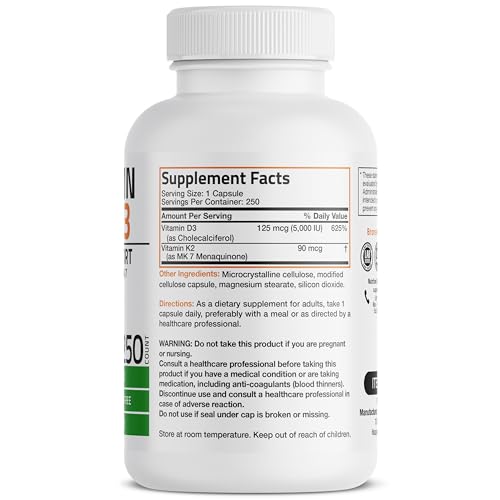 Bronson Vitamin K2 (MK7) With D3, 250 Capsules - Image 2
