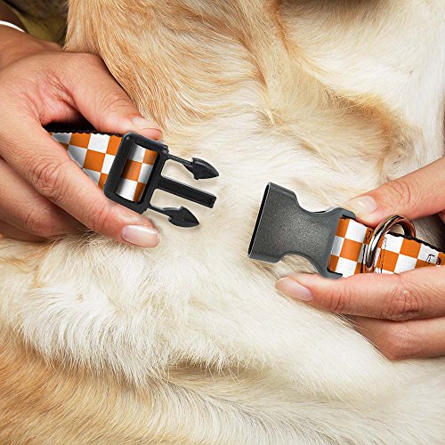 Buckle-Down Checker White/TN Orange Collar - Large - Image 2