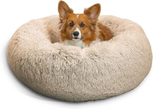Best Friends by Sheri Calming Donut Pet Bed, Taupe, Medium