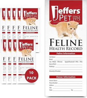 Jeffers Cat Health Records – 10-Pack Feline Logbook