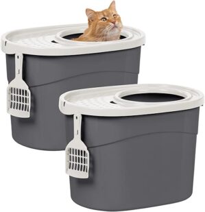 IRIS Cat Litter Tray With Perforated Lid TECL-20×2