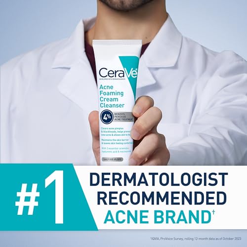 CeraVe Acne Foaming Cream Cleanser, 4% Benzoyl Peroxide - Image 5