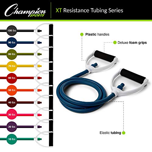 Champion Sports Resistance Tube Bands For Strength Training, 100 Lbs - Image 4
