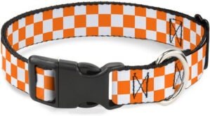 Buckle-Down Checker White/TN Orange Collar – Large