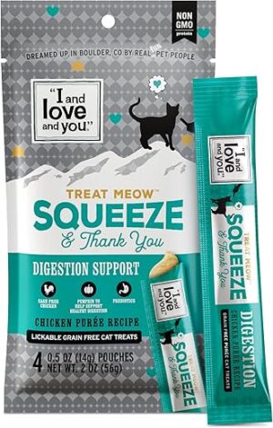 I AND LOVE AND YOU Chicken Puree Lickable Cat Treats, Digestion Support, 0.5oz, 4ct