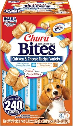 INABA Churu Bites Dog Treats, Chicken & Cheese Variety