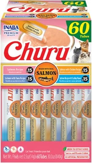 INABA Churu Cat Treats, Creamy Salmon Variety Box