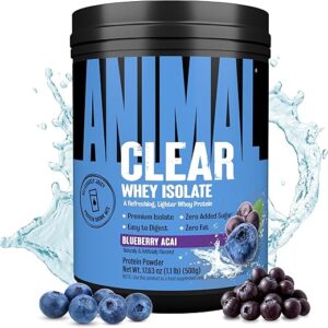 Animal Clear Whey Isolate Protein Powder, Blueberry Acai