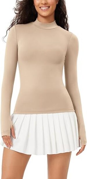 ODODOS Cloud Feeling Long Sleeve Shirts With Thumb Hole