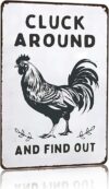 Smilelife Cluck Around Tin Sign Decor 8 X 12 Inch (3020)