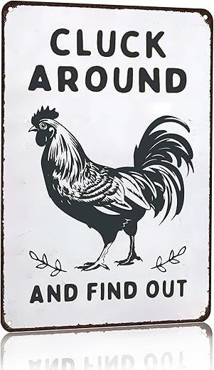 Smilelife Cluck Around Tin Sign Decor 8 X 12 Inch (3020)