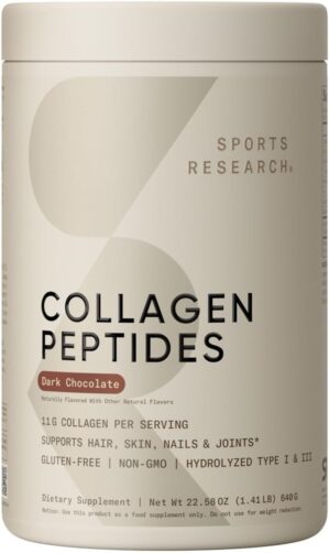 Sports Research Collagen Peptides Hydrolyzed Type 1 & 3 Powder