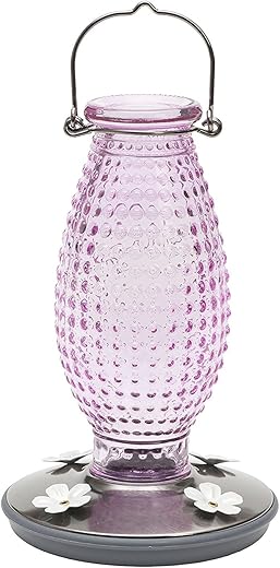 Perky-Pet Cranberry Hobnail Glass Hummingbird Feeder 8131-2