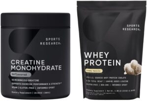 Sports Research Creatine Monohydrate & Vanilla Whey Protein Duo