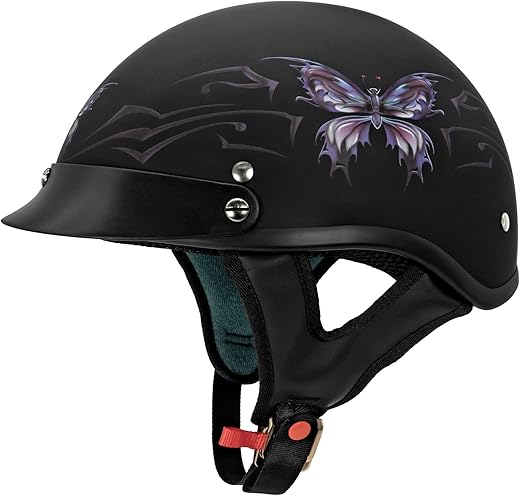 VCAN Cruiser Intricate Butterfly Half Helmet