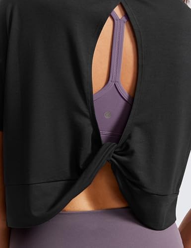 CRZ YOGA Open Back Short Sleeve Crop Top - Image 4