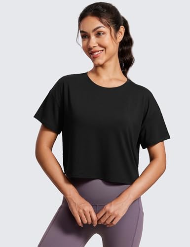 CRZ YOGA Open Back Short Sleeve Crop Top - Image 2