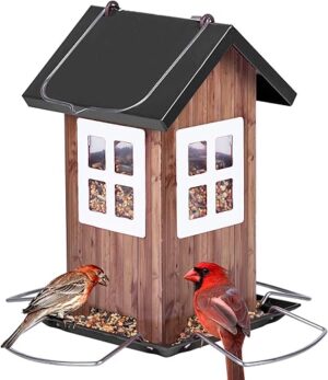 Kingsyard Cute Bird House Feeders, Hanging Metal