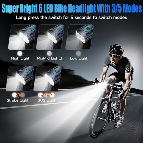 Cuytgsg 2024 6 LED 9500 Lumen Bike Lights - Image 2