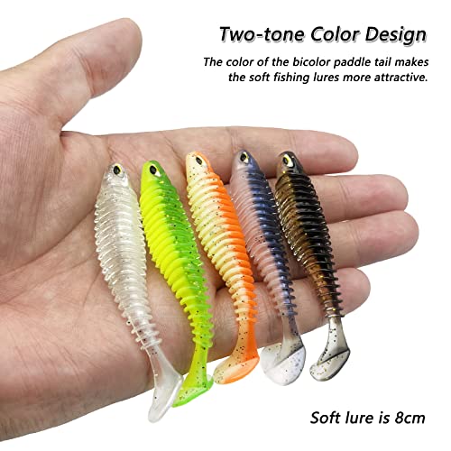 CWSDXM Soft Fishing Lures Kit, Paddle Tail Swimbaits - Image 3