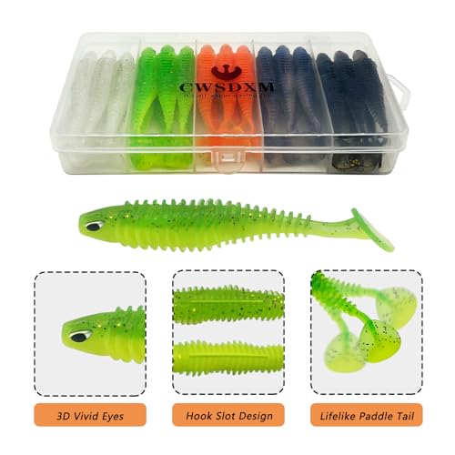 CWSDXM Soft Fishing Lures Kit, Paddle Tail Swimbaits - Image 5