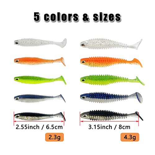CWSDXM Soft Fishing Lures Kit, Paddle Tail Swimbaits - Image 2