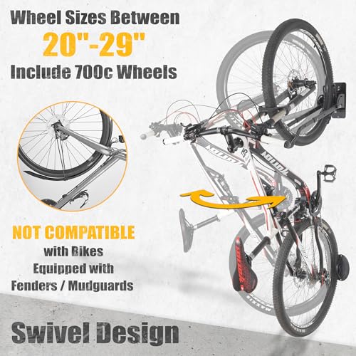 CyclingDeal Swivel Bike Wall Mount Rack - Vertical - Image 3