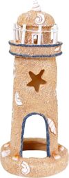 Penn-Plax Deco-Replicas Sand & Seashell Lighthouse Aquarium Ornament RR1052