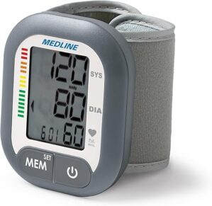 Medline Digital Wrist Blood Pressure Monitor, 60 Memory