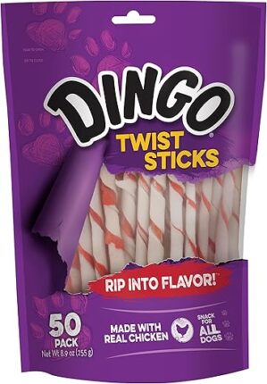 Dingo Dingo Twist Sticks, Rawhide With Chicken