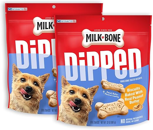 Milk-Bone Dipped Dog Treat Biscuits, Peanut Butter
