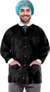 EZGOODZ Disposable Lab Jacket, Black, X-Large