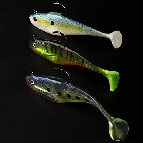 DMSHARK Pre-Rigged Jig Head Paddle Tail Lures Swimbait 3PCS - Image 4