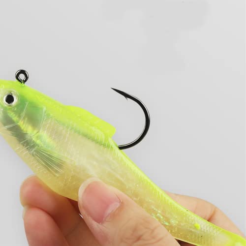 DMSHARK Pre-Rigged Jig Head Paddle Tail Lures Swimbait 3PCS - Image 5