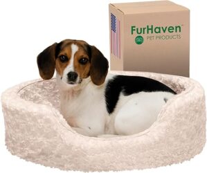 Furhaven Dog Bed With Washable Cover, Cream