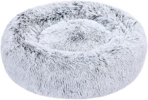 Amazon Basics Donut Pet Bolster Faux Fur Bed, Grey