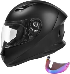 JAGASOL DOT Full Face Motorcycle Helmet, Matte Black