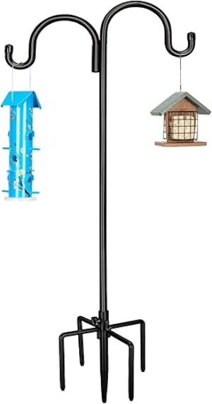 Kingsyard Double Shepherd Hooks Heavy Duty Bird Feeder Pole